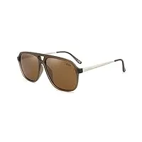 lee cooper lunettes de soleil carrées vintage pour homme style rétro classique, monture - marron clair | lentille - marron, l