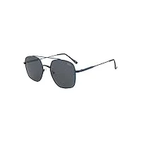 lee cooper lunettes de soleil carrées polarisées pour homme et femme - protection uva/uv - double pont, monture - bleu | verres - gris, m
