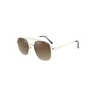 lee cooper lunettes de soleil carrées polarisées pour homme et femme - protection uva/uv - double pont, monture - or | verres - marron dégradé, m