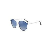 lee cooper lunettes de soleil rondes classiques pour femme avec cadre en métal 100 % anti-uv, monture - bleu/argenté | verres - bleu dégradé, taille unique
