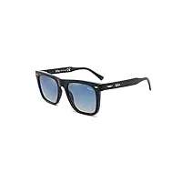 lee cooper lunettes de soleil classiques pour homme et femme, légères avec protection uv, monture - noir brillant | lentille - bleu dégradé, one size