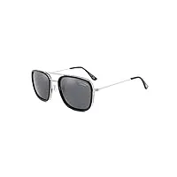 lee cooper lunettes de soleil polarisées carrées pour hommes verres gris (lc1022c01), monture - noir/argent | lentille - gris, one size
