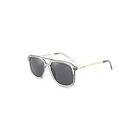 lee cooper lunettes de soleil carrées polarisées pour homme - légères - 100 % anti-uv - tendance, monture – transparent | verres – gris, l
