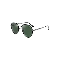 lee cooper lunettes de soleil polarisées rondes classiques pour homme et femme - 100 % anti-uv, frame - black | lens - dark green, m