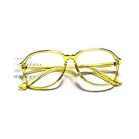 ilifehome oversize lunettes de lecture de mode femme cadre jaune transparent lunettes de vue lecture presbyte de charnière À ressort anti fatigue (size : 1.5x)