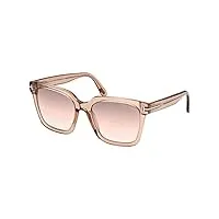 tom ford lunettes de soleil selby ft 0952 transparent light brown/brown shaded 55/19/140 femme