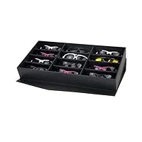 femmes hommes organisateur de lunettes de soleil, fibre de carbone classique slots slots lunettes de lunettes affichage organisateur sunglass storage boîte boitier bac à lunettes avec couvercle suppor