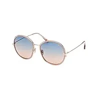 tom ford lunettes de soleil hunter-02 ft 0946 shiny pink/light blue shaded 58/18/140 femme
