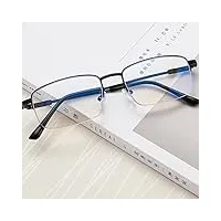 xuan lunettes de lecture rectangulaire classique, lunettes anti lumière bleue demi-monture, noire lunettes de vue lecture anti-rayons ultraviolets (size : 3.0)