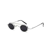 jycch petites lunettes de soleil punk rondes hommes femmes clip en métal rétro sur lunettes punk lunettes gothiques vintage