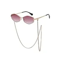 miyabitors lunettes de soleil pour femme avec sangle en métal décorative - monture hexagonale - protection uv400