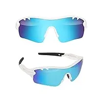 rorzo lunettes de soleil de sport polarisées pour garçons et filles de 5 à 13 ans, pour enfants, adolescents, baseball, softball, monture légère, bleu photochromique, lens width:57 millimeters