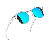 joopin lunettes de soleil homme bleu miroir lunettes solaires transparent polarisées classique rétro pour femme mode uv400