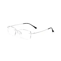 dibako homme lunettes de lecture sans monture lunettes léger lunettes de vue lecture anti-fatigue oculaire sans cadre lunettes metalique titane (color : silver, size : +3.50)