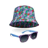 disney bob enfant fille ensemble bob fille et lunettes de soleil enfant uv400 casquette chapeau plage enfant protection soleil accessoire officiel taille unique rose