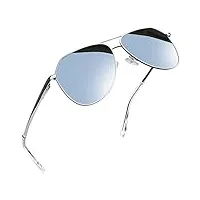joopin lunettes de soleil homme polarisées militaire lunette Été monture métallique classique miroir argenté