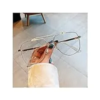 générique lunettes de lecture, lunettes de lecture à double pont tendance pour femmes, lunettes de vue à grand cadre polygonales à la mode, lunettes anti-bleues à la mode pour hommes (couleu