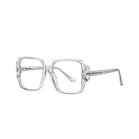 lunettes de lecture, lunettes de lecture carrées vintage, lunettes de vue anti-bleues à la mode féminine, lunettes de presbytie à grossissement féminin (couleur : transparent, tail