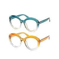 générique lunettes de lecture, lunettes de lecture rondes de couleur, lunettes de vue presbytes pour femmes, lunettes grossissantes (couleur : orange, taille : 0) (vert orange mixte 350)