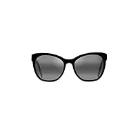 maui jim femmes alulu w/breveté polarizedplus2 lenses lunettes de soleil, noir brillant/gris neutre polarisé, medium