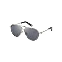 philipp plein spp007m, lunettes de soleil homme, shiny palladium w/white parts, 64