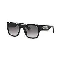philipp plein homme spp042w lunettes de soleil, shiny black, 54