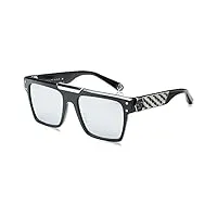 philipp plein mixte spp080 lunettes de soleil, shiny black, 55