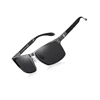duco lunettes de soleil polarisées pour homme avec cadre rectangulaire en métal et lunettes en fibre de carbone uv400 dc8208, gris, 55