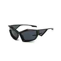 lunettes de soleil de forme spéciale pour hommes lunettes de soleil de conduite irrégulière femmes carrées hip hop nuances, gris noir, taille unique