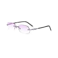 lunettes de vue teintées taille diamant pour femme, ordinateur lunettes de lecture anti-lumière bleue avec strass, lecteurs sans cadre (color : purple, size : 2.5 x)