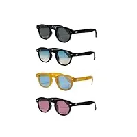 os sunglasses lot de 4 paires de lunettes pliables polarisé hommes femmes pirate johnny depp - style verres vintage unisexe matériau en polycarbonate avec tissu anti-rayures