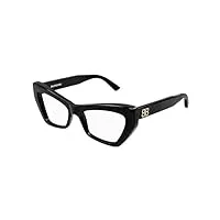 balenciaga lunettes de vue femme bb0296o 001 53, noir, noir