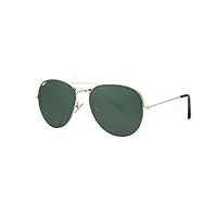 zippo lunettes de soleil unisexe cod. ob36-32 monture aviateur métal doré, noir, verres verts, avec étui en pièce, vert