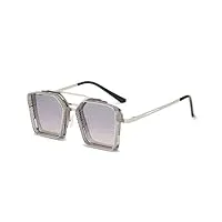 agrieve lunettes de soleil carrées vintage steampunk pour hommes, lunettes de soleil de luxe rétro punk pour hommes, lunettes rectangulaires tendance, argent, taille unique