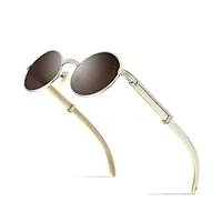 mutyne monture de lunettes hommes lunettes de soleil rondes luxe somptueux lunettes ovales lunettes de vue, thé argenté, taille unique