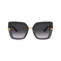 dolce & gabbana eyewear lunettes de soleil half print à monture oversize - noir