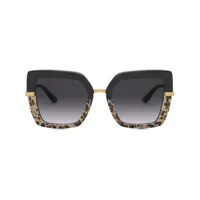 dolce & gabbana eyewear lunettes de soleil half print à monture carrée - noir