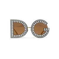 dolce & gabbana eyewear lunettes de soleil dg glitter à monture ronde - or