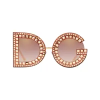 dolce & gabbana eyewear lunettes de soleil dg glitter à monture ronde - rose
