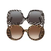 dolce & gabbana eyewear lunettes de soleil à monture double - noir