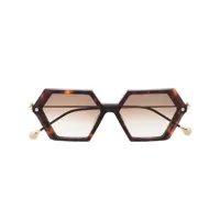 yohji yamamoto lunettes de soleil à monture géométrique - marron