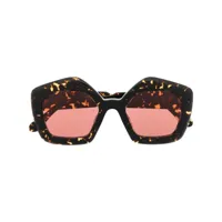 marni eyewear lunettes de soleil mhl à monture géométrique - marron