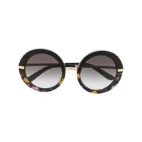 dolce & gabbana eyewear lunettes de soleil rondes à fleurs - noir