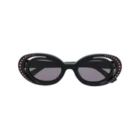 marni eyewear lunettes de soleil ovales ornées de cristaux - noir