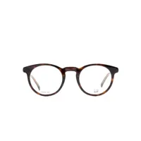 dunhill lunettes de vue rondes à effet écailles de tortue - marron
