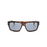 dunhill lunettes de soleil rectangulaires à effet écailles de tortue - marron
