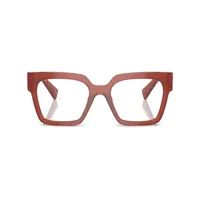 miu miu eyewear lunettes de vue carrées à plaque logo - marron