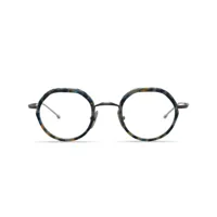 thom browne eyewear lunettes de vue rondes à effet écailles de tortue - bleu