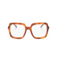 gucci eyewear lunettes de vue carrées à effet écailles de tortue - marron