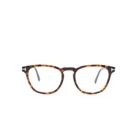 tom ford eyewear lunettes de vue rondes à effet écailles de tortue - marron